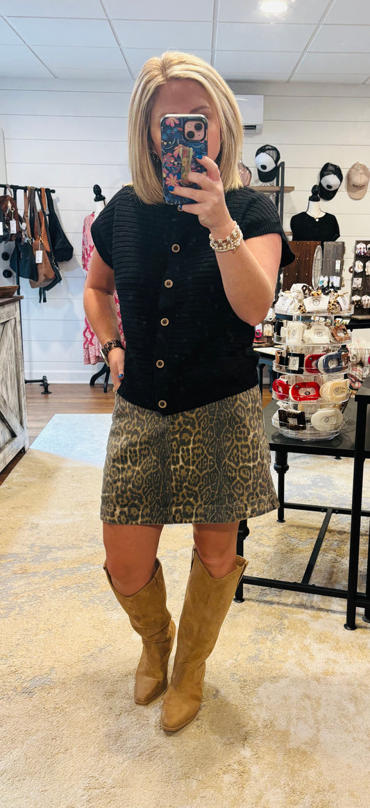Meg cheetah denim skirt