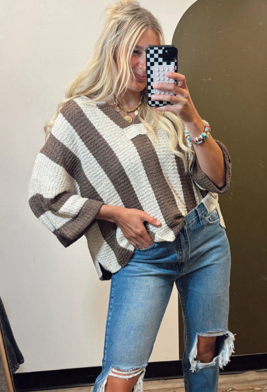 Taupe stripe knit