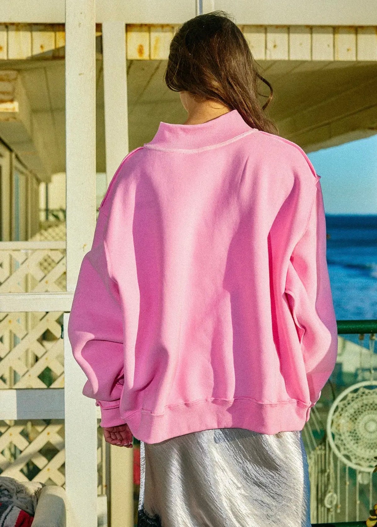 Camo Jesus pink mock neck sweatshirt