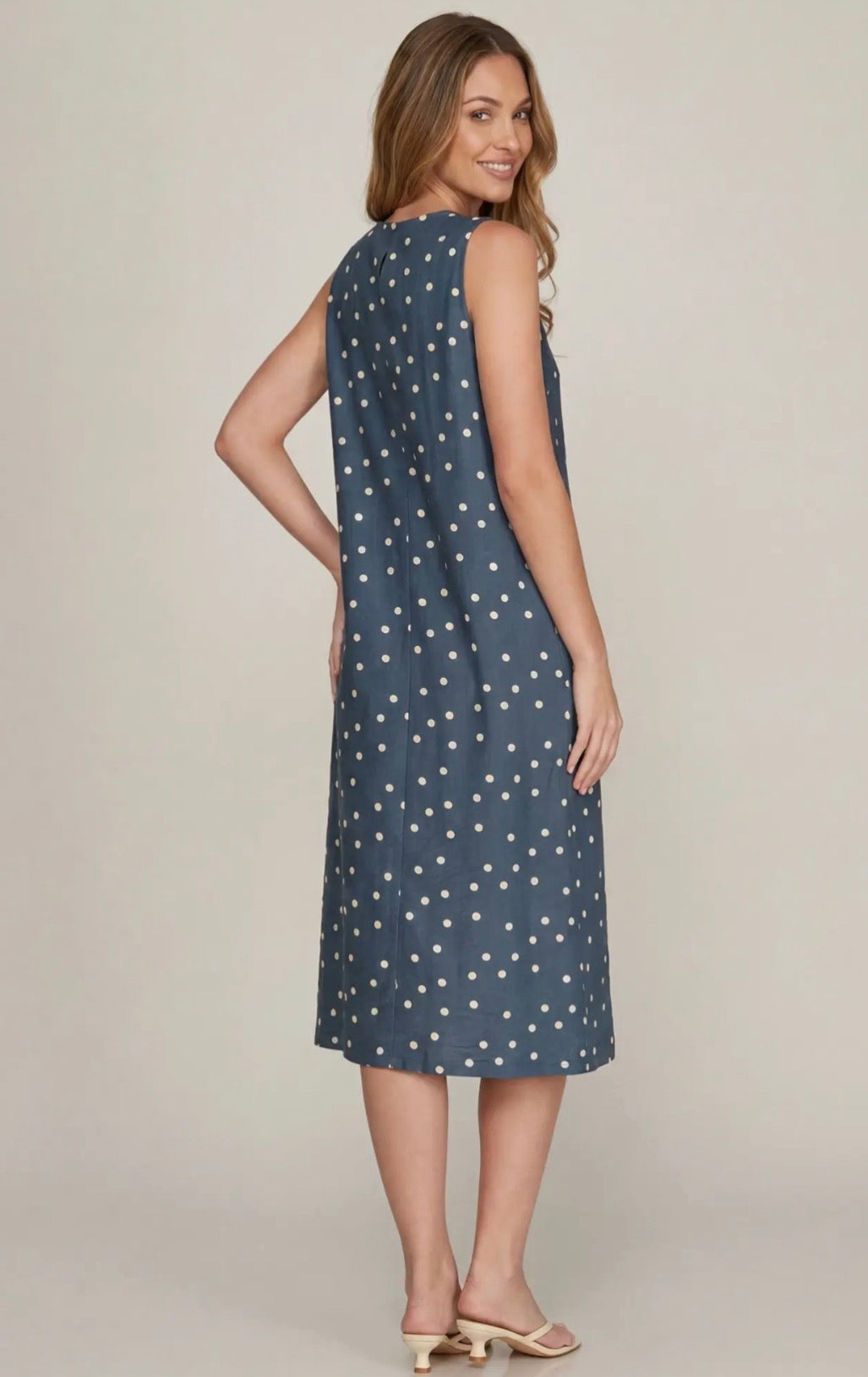 Dusty blue dot dress