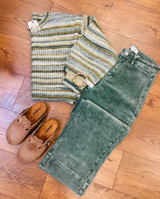 Sherry green stripe sweater
