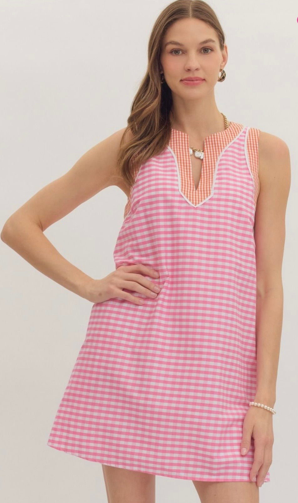 Pink gingham dress