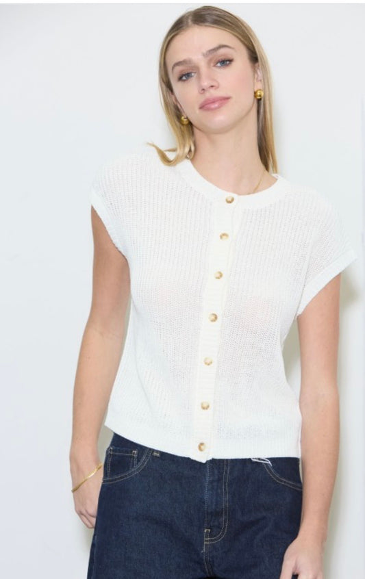Ivory button sweater top