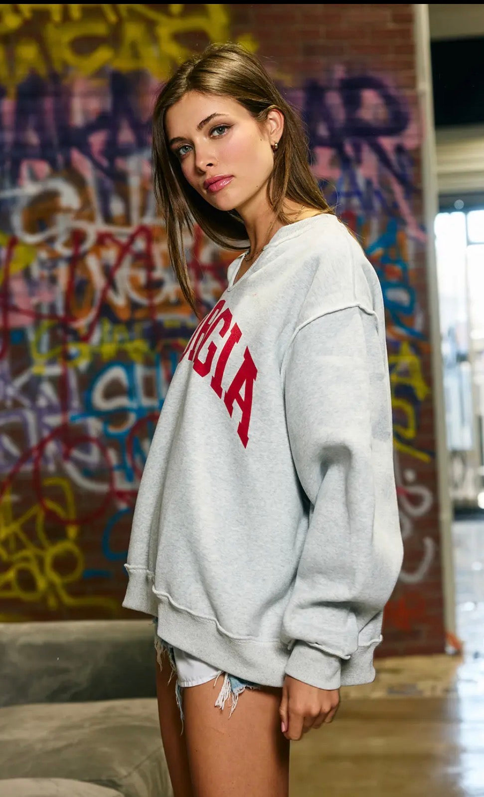 GA split neck sweatshirt