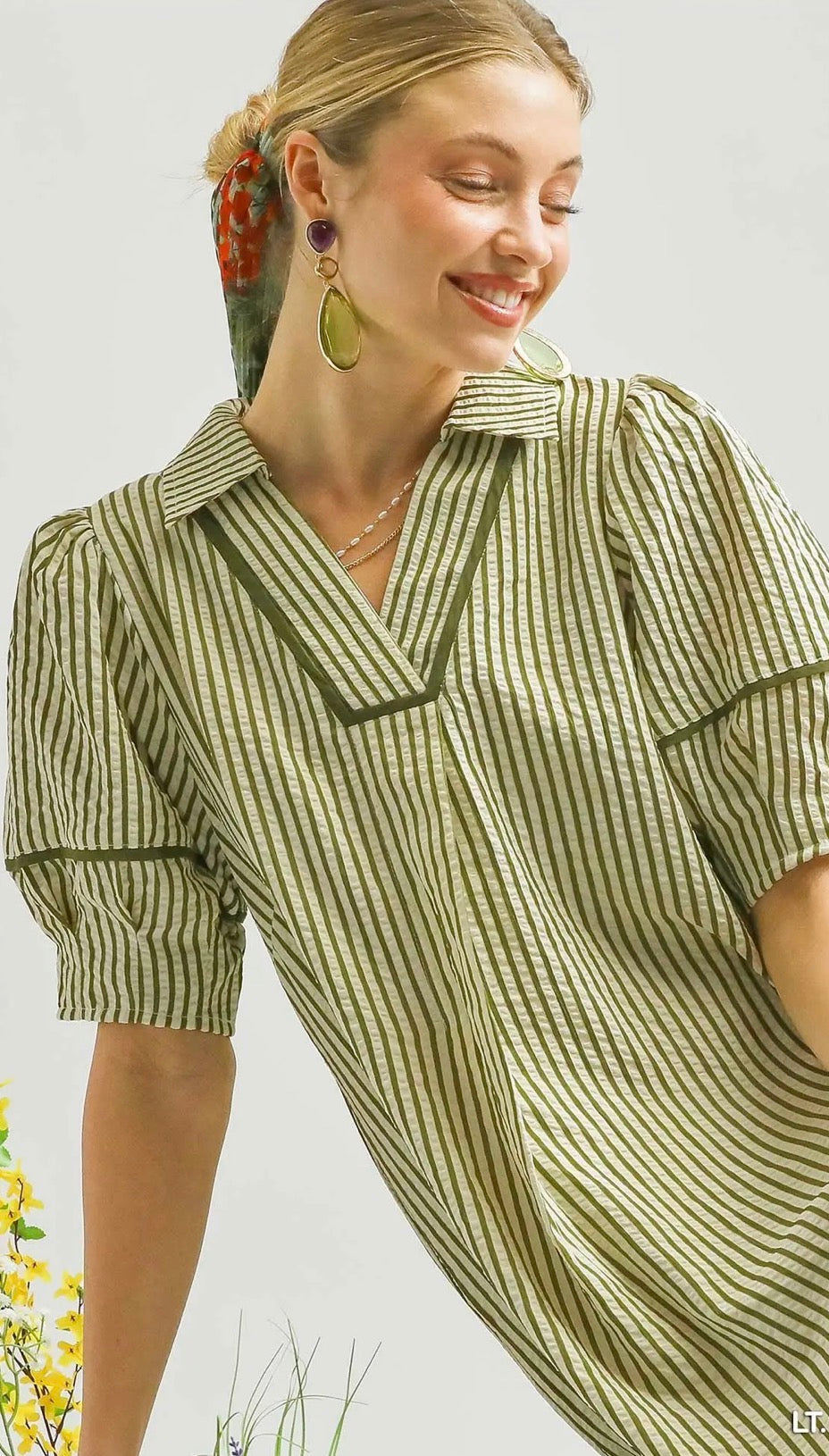 Olive stripe dress