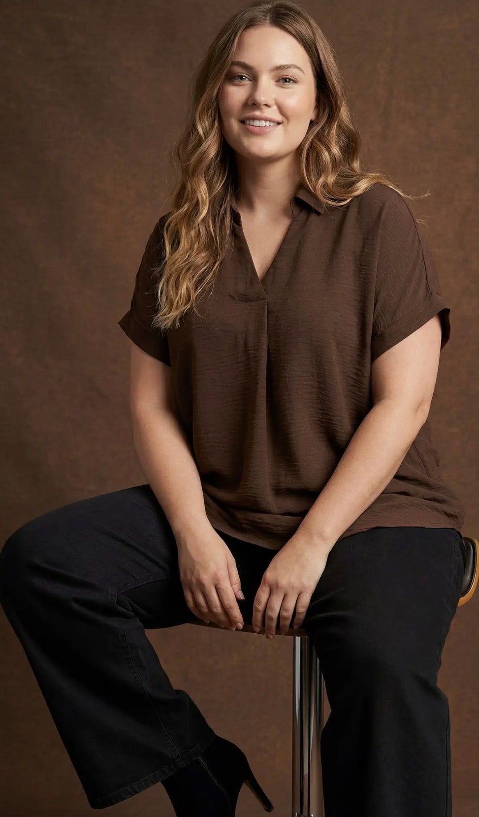 Chocolate brown curvy top