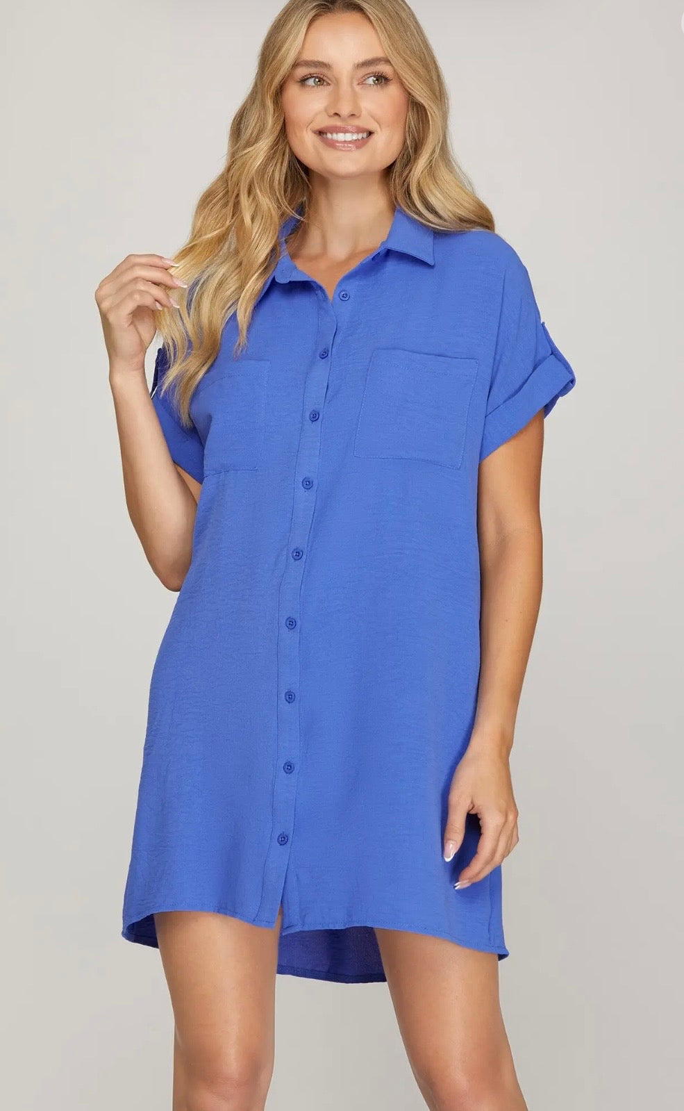 Cobalt blue button dress