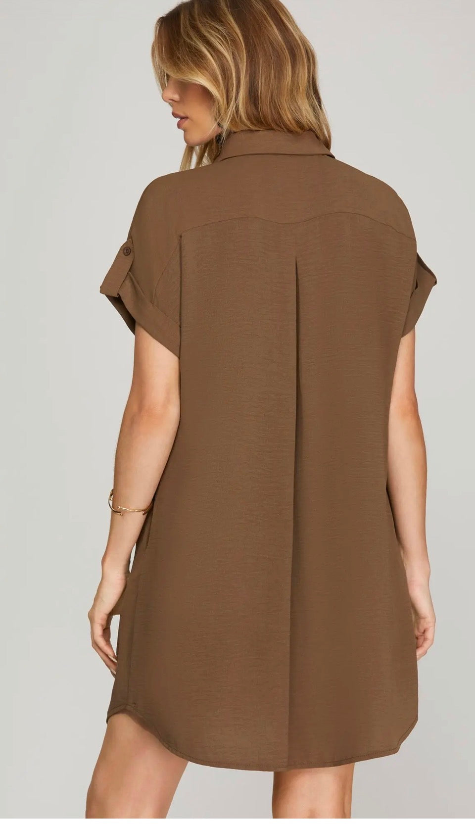 Brown shirt dress