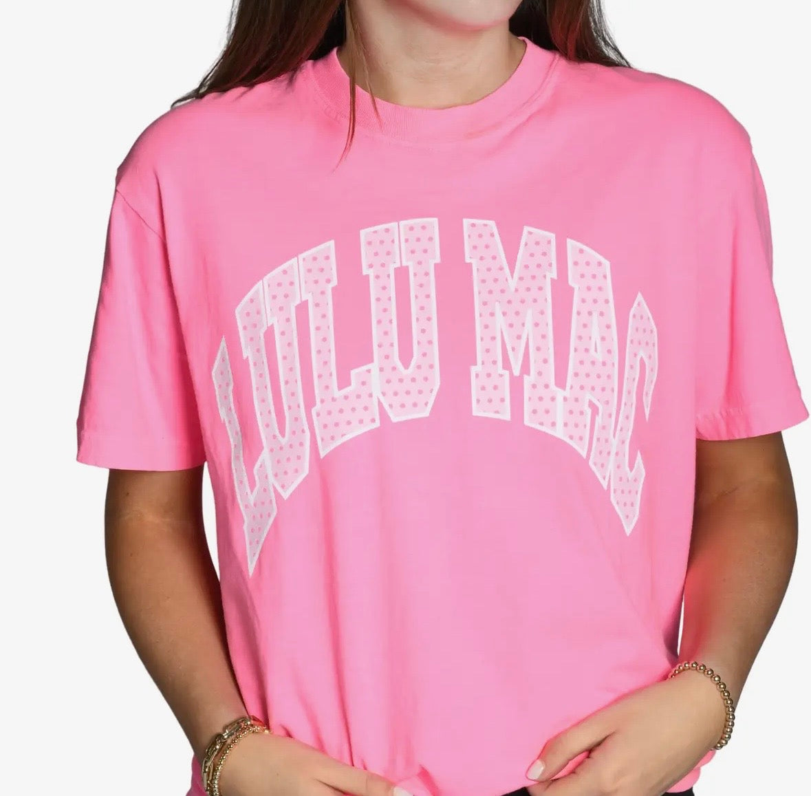 Lulu Mac neon pink dot tee