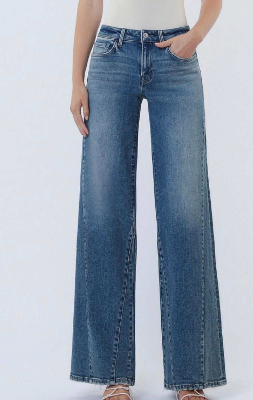 Vervet midrise panel detail wide jeans