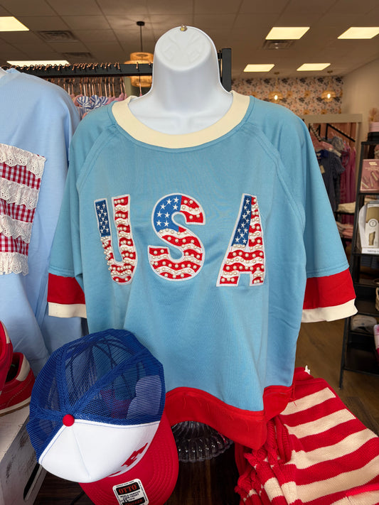 USA beaded top