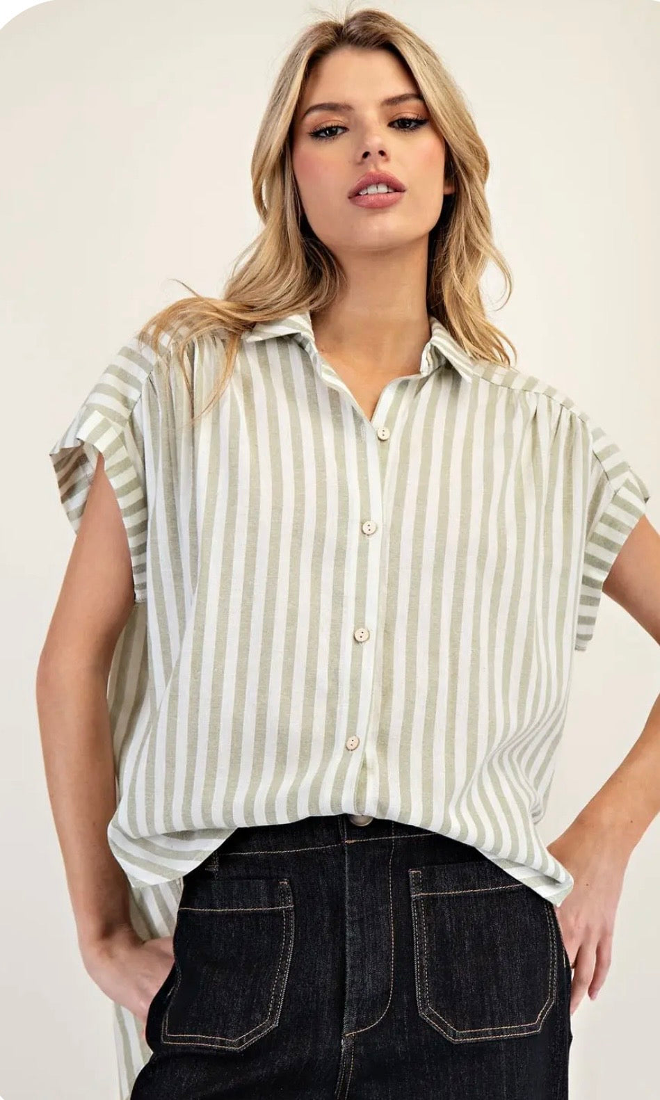 Desert sage stripe top
