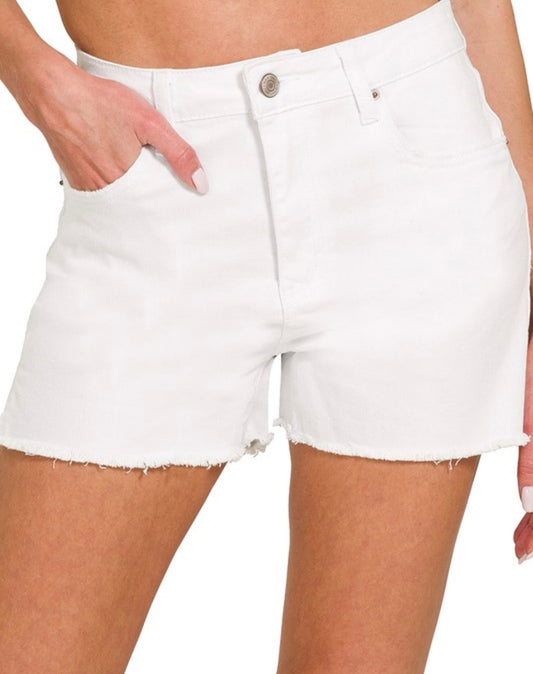 Zenana white denim shorts