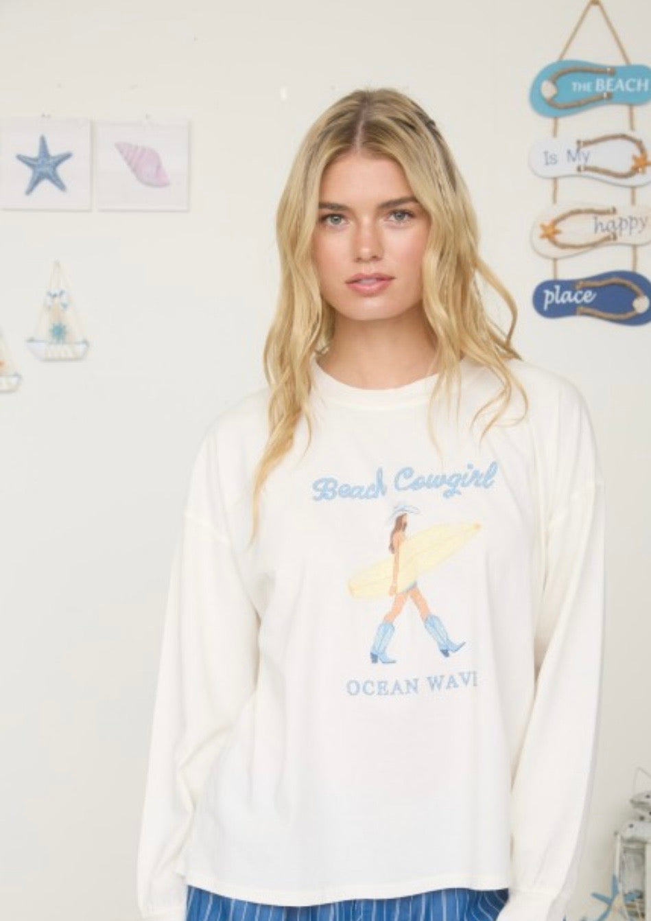 Beach cowgirl LS tee
