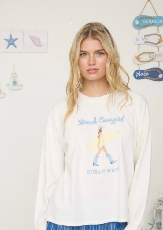 Beach cowgirl LS tee