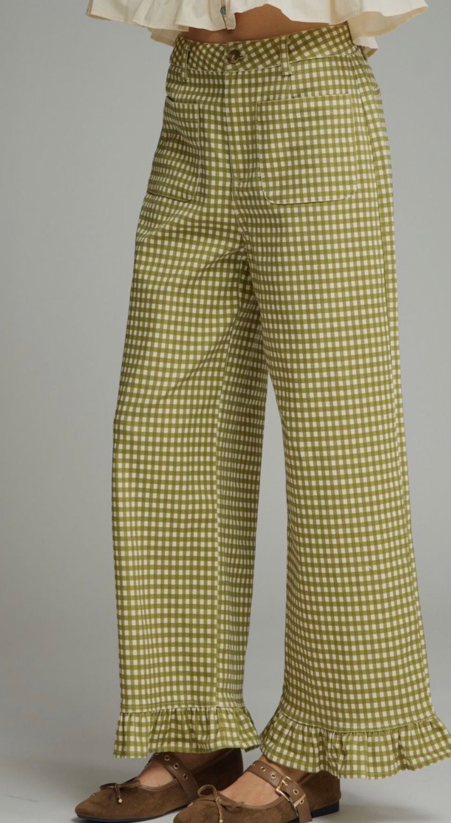Olive gingham pants