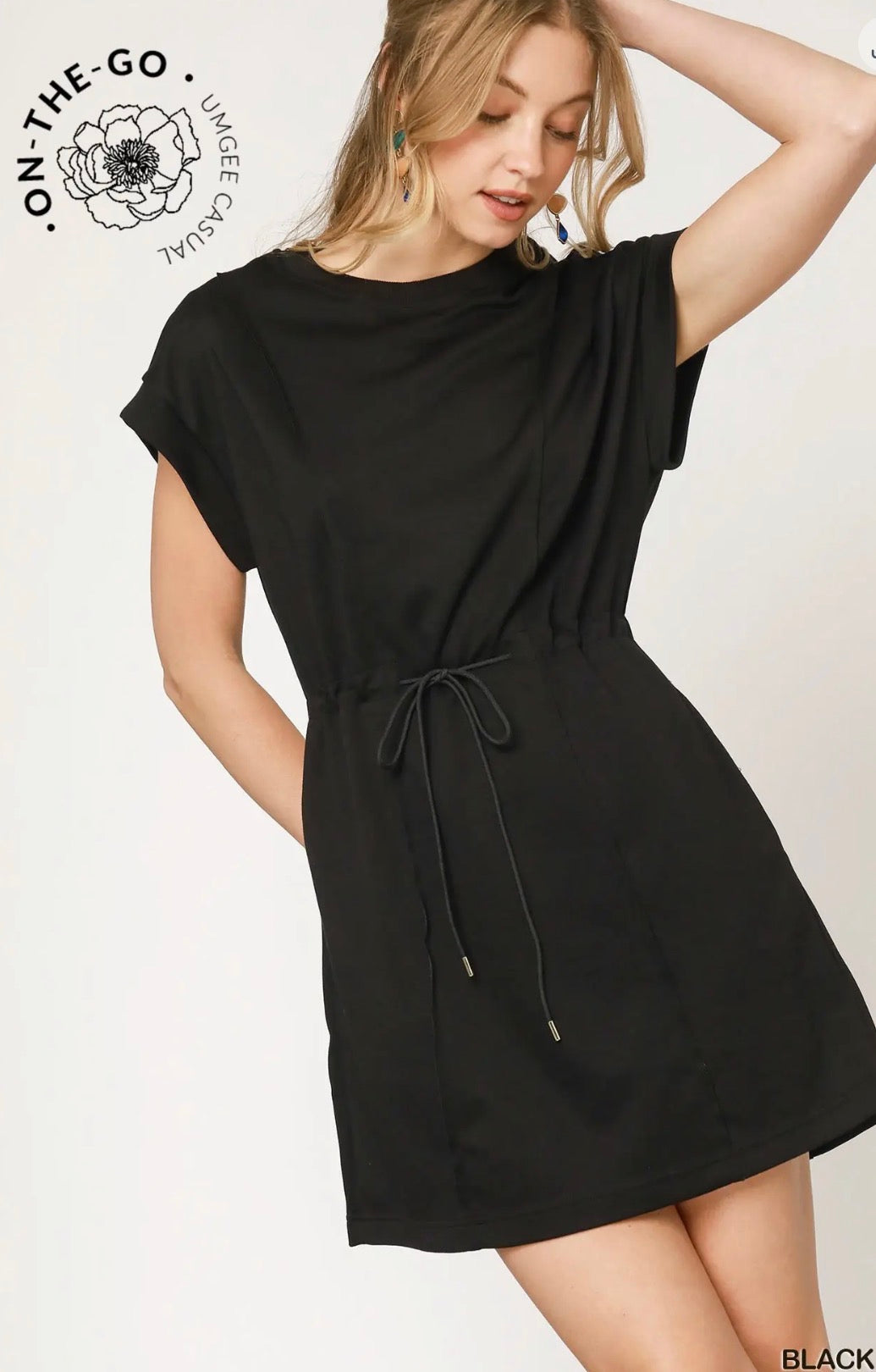 Black casual tie dress