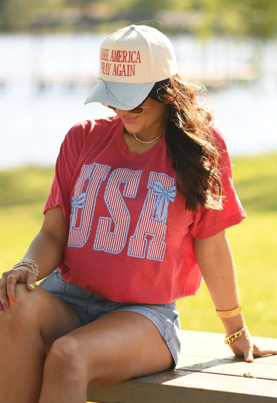 Red USA now tee