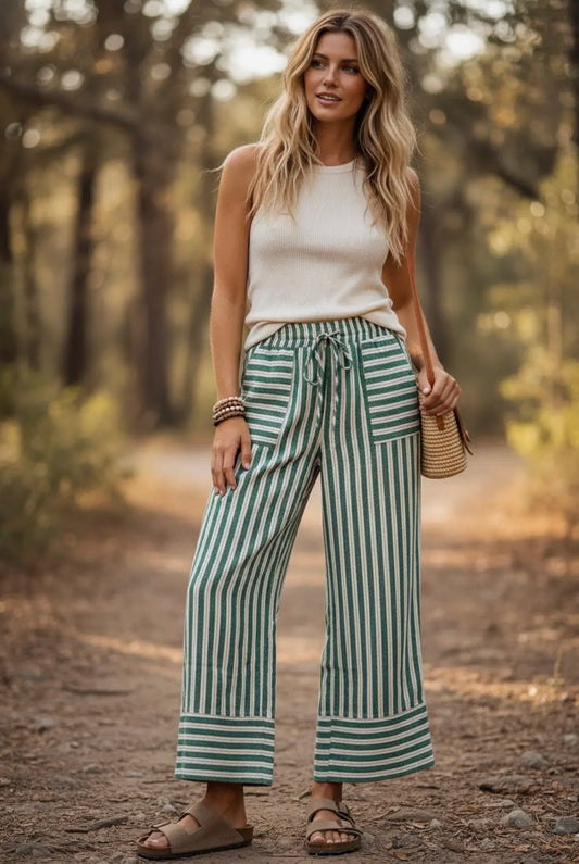 Green stripe pants