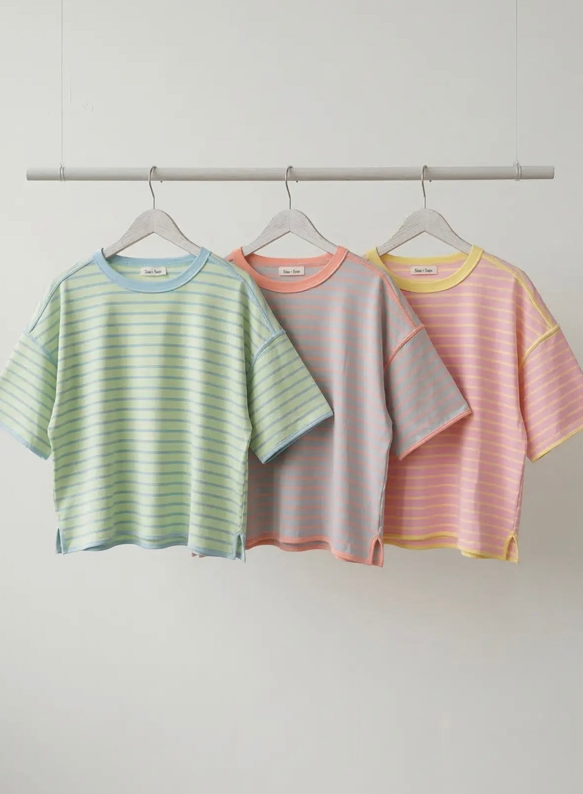 Pastel color stripe tops