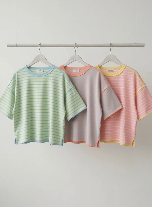 Pastel color stripe tops