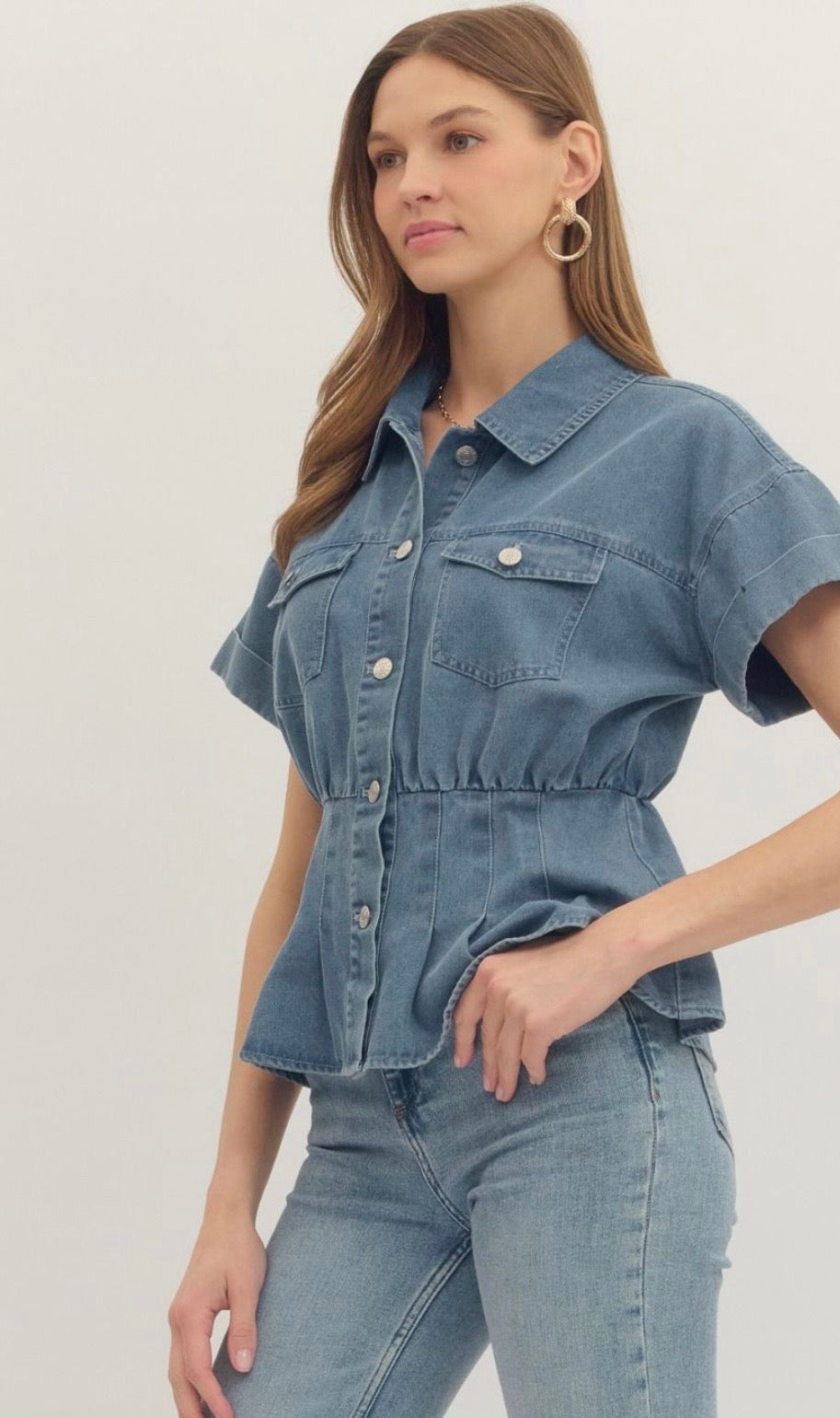 Denim button top