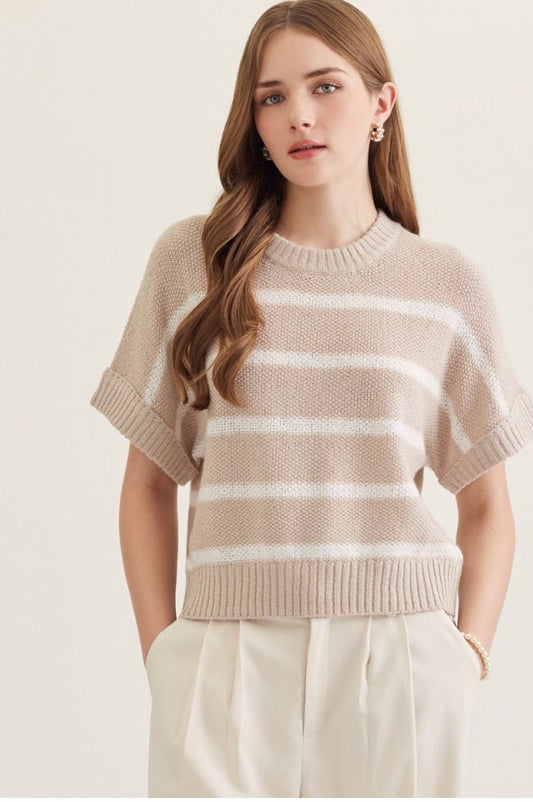 Oatmeal stripe knit sweater