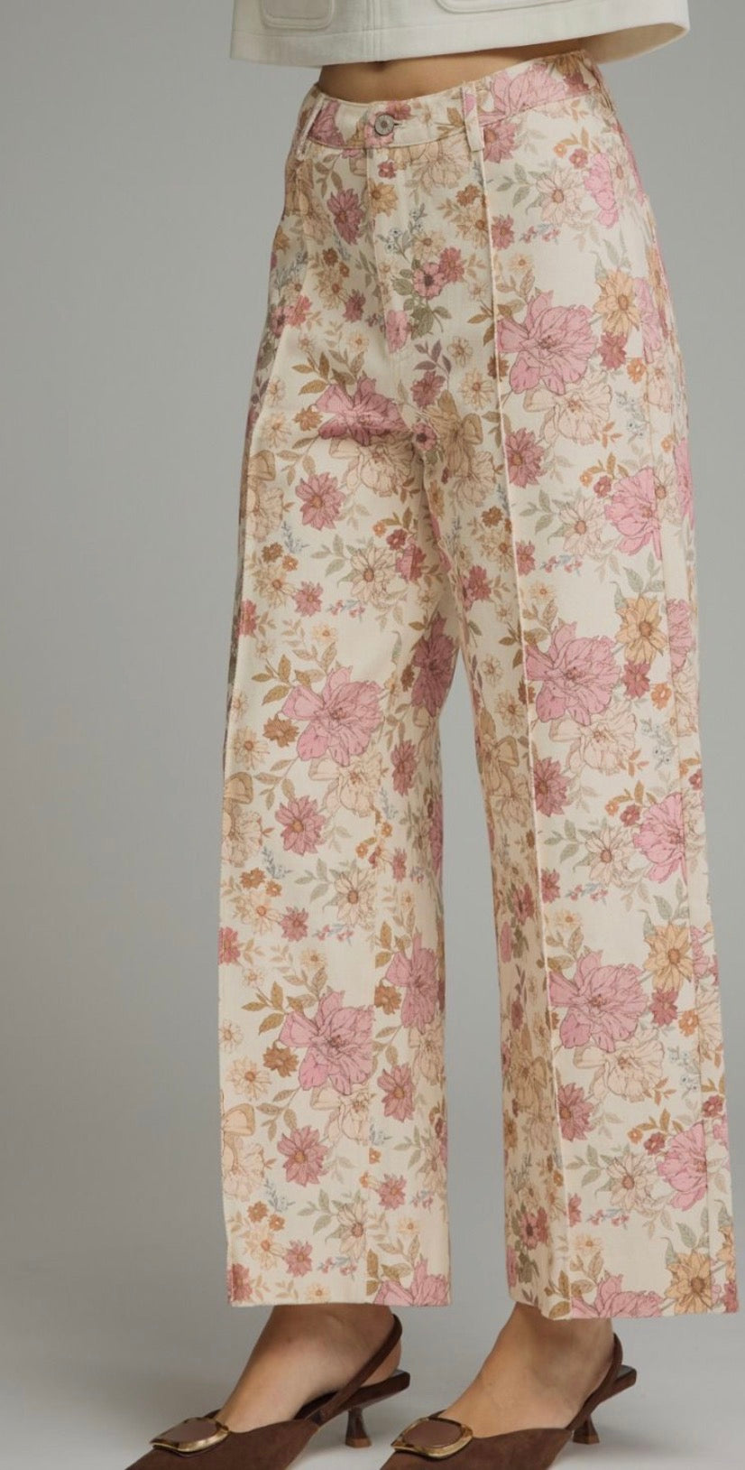 Fall flower ivory pants