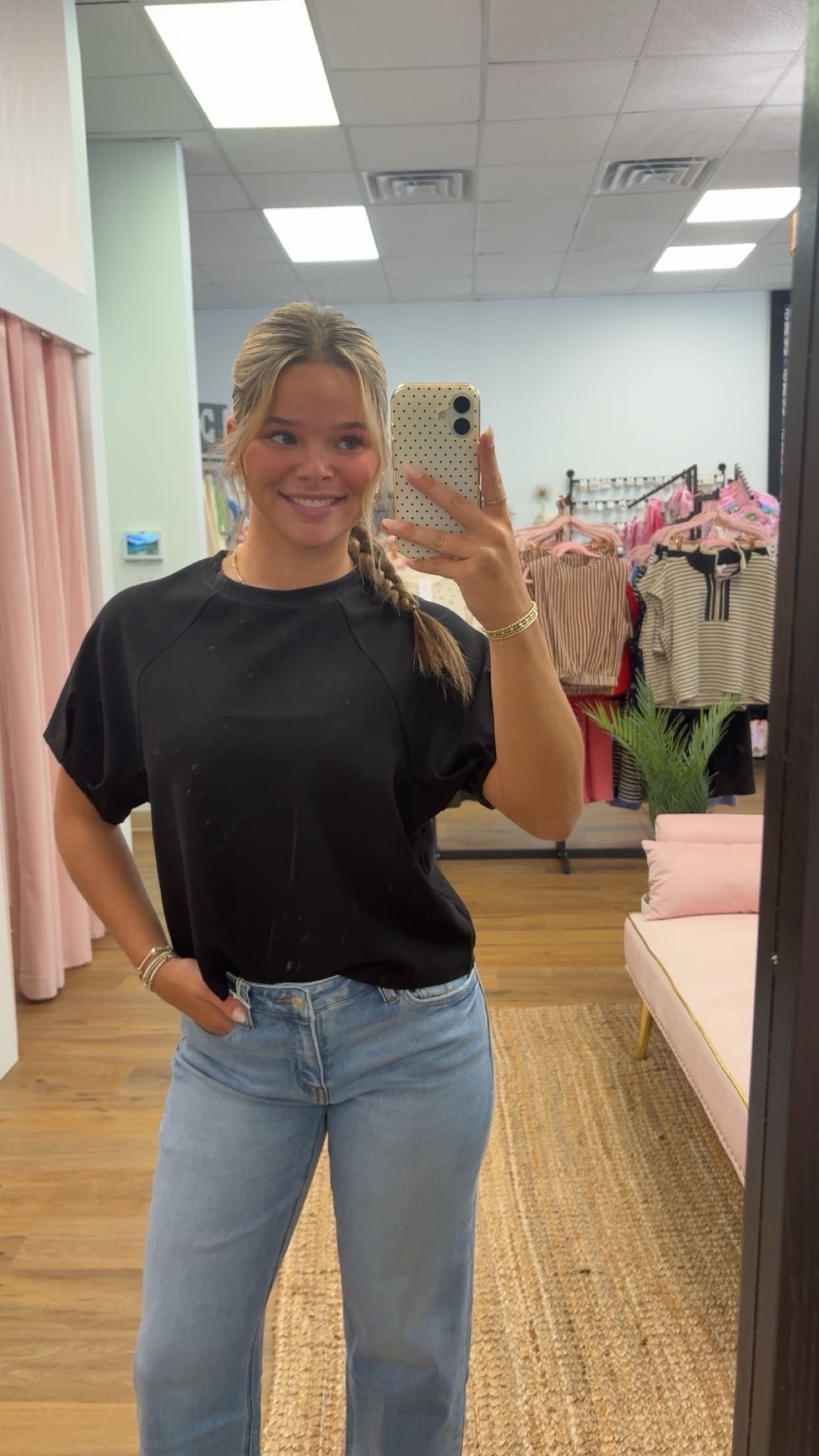 Round neck puff sleeve tops
