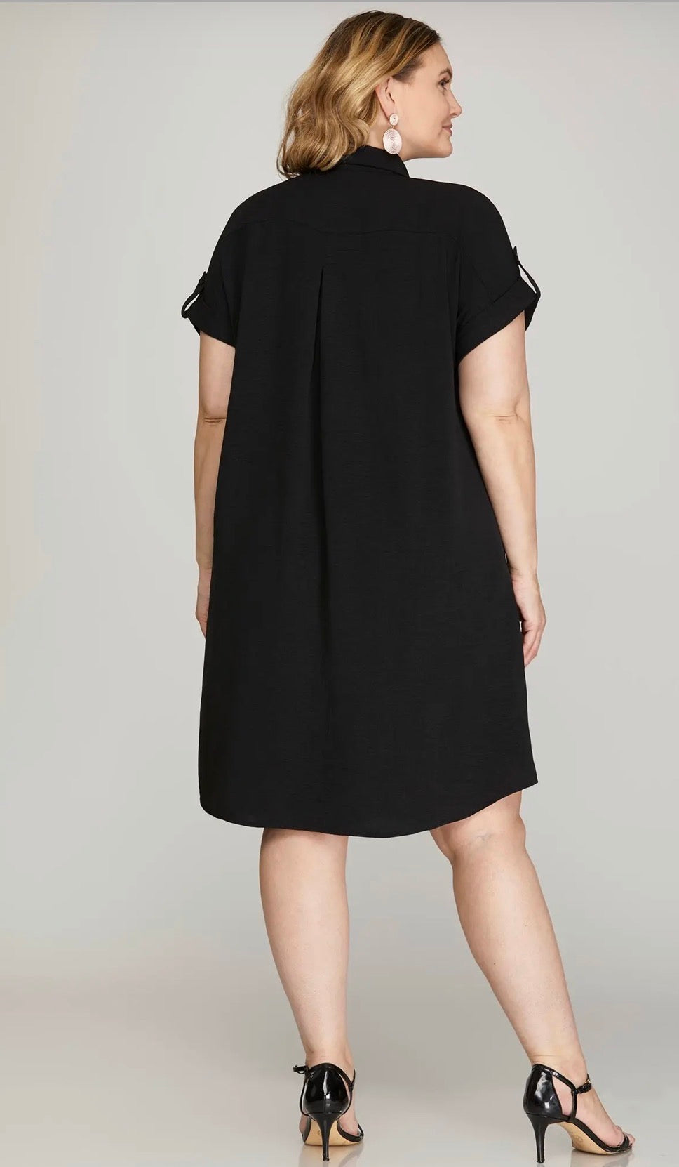Black curvy shirt dress