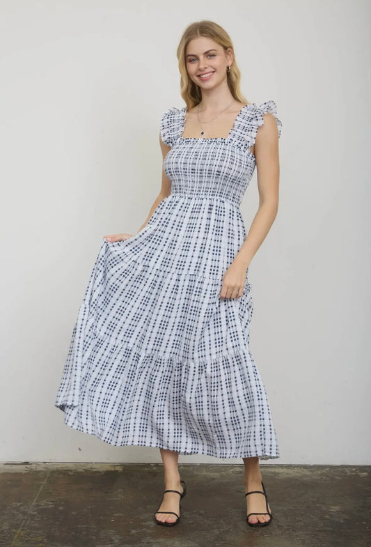 Navy checkered dress