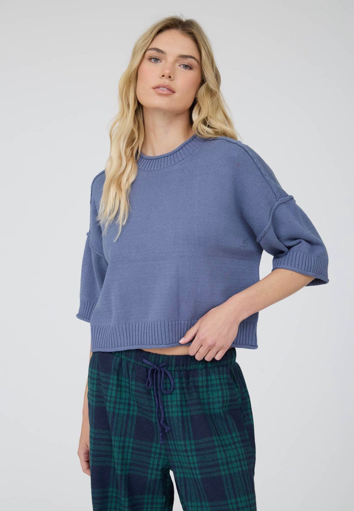 Denim sweater top