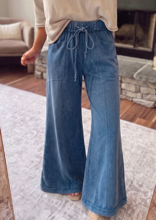Blue mineral wash pants