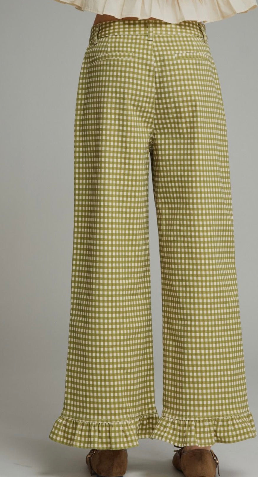 Olive gingham pants