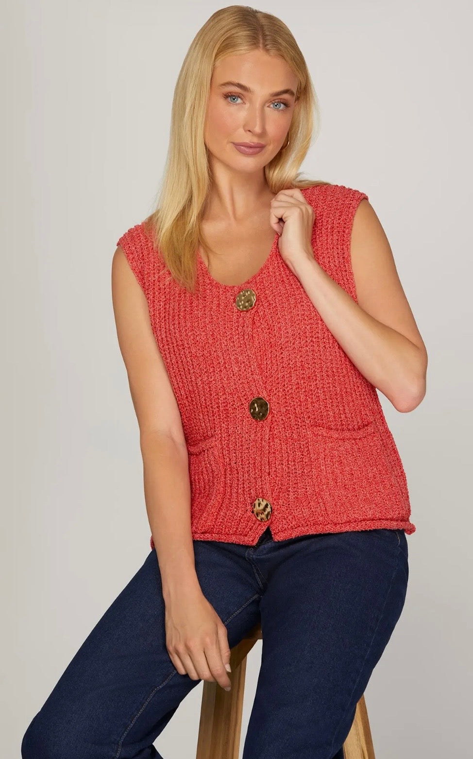 Red crochet sweater vest