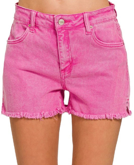 Zenana hot pink denim shorts