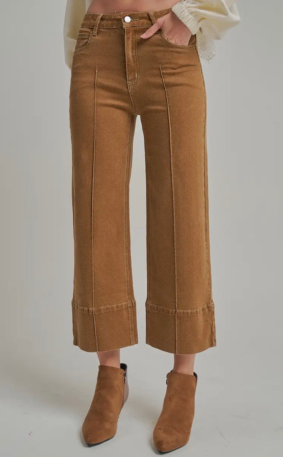Midrise vintage washed wide leg jeans