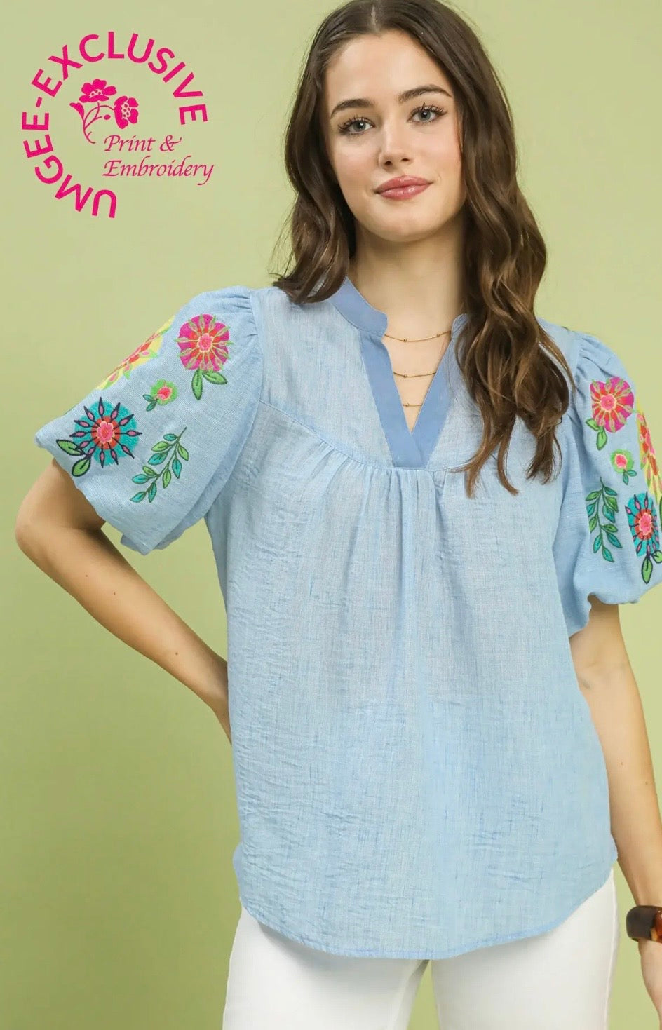 Blue floral sleeve top