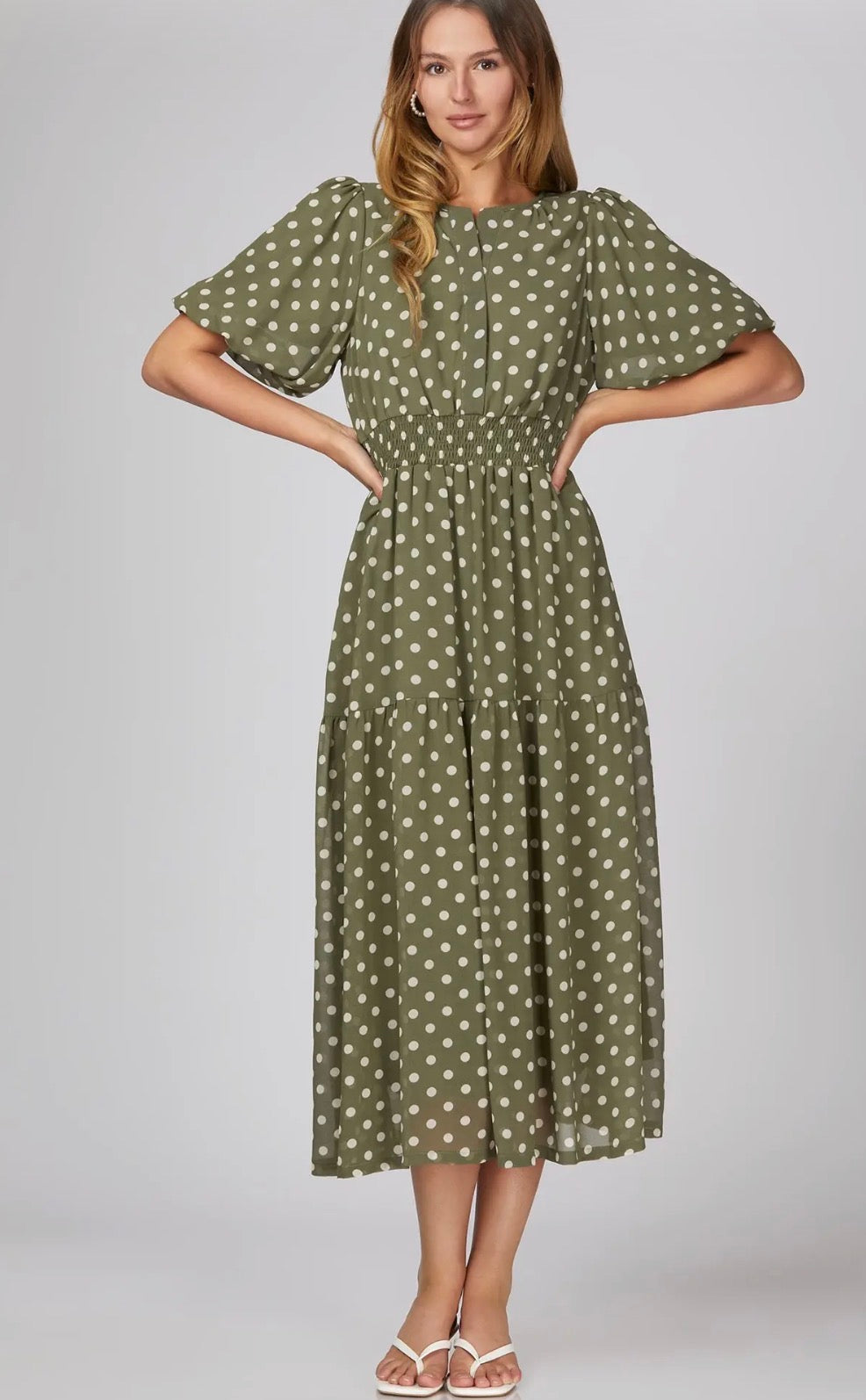 Olive dot dress