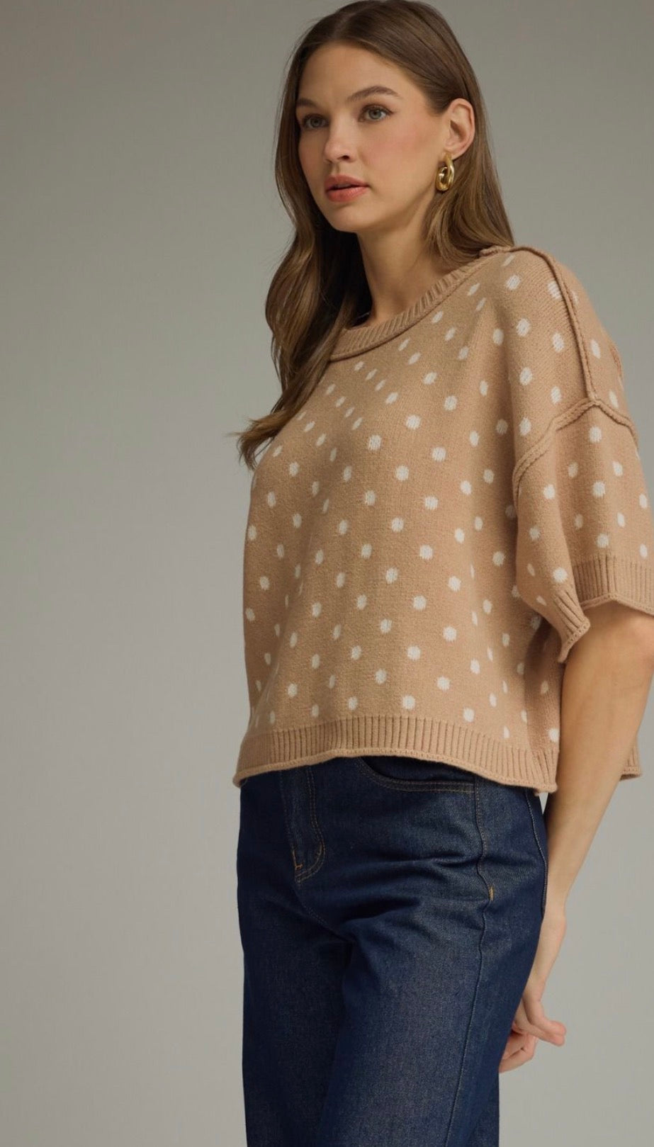Camel dot sweater