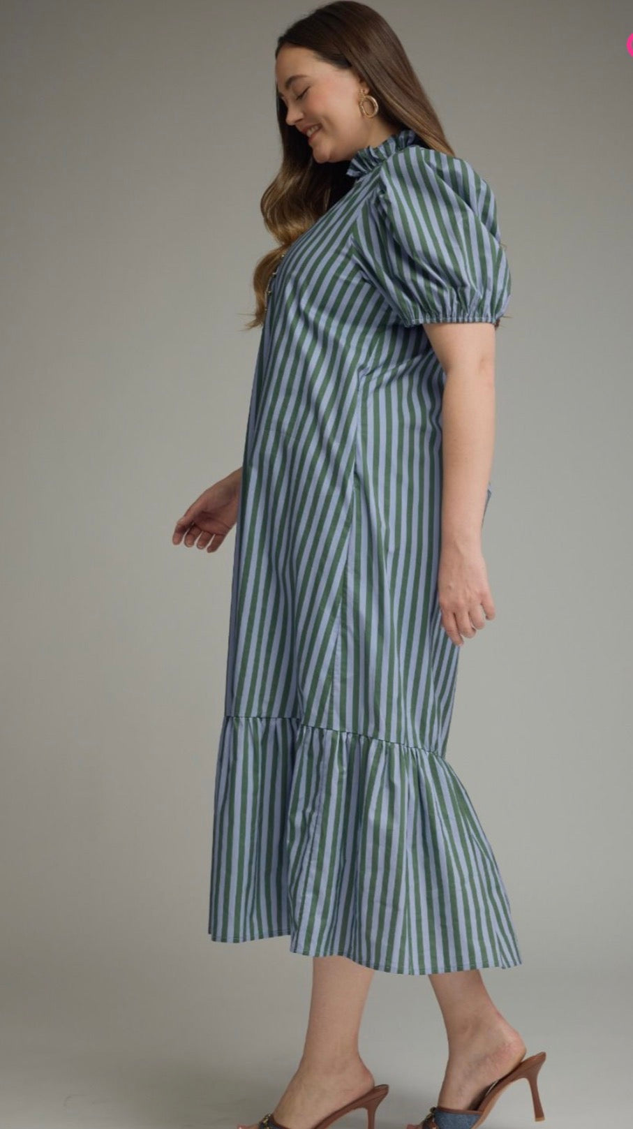 Green/blue stripe dress