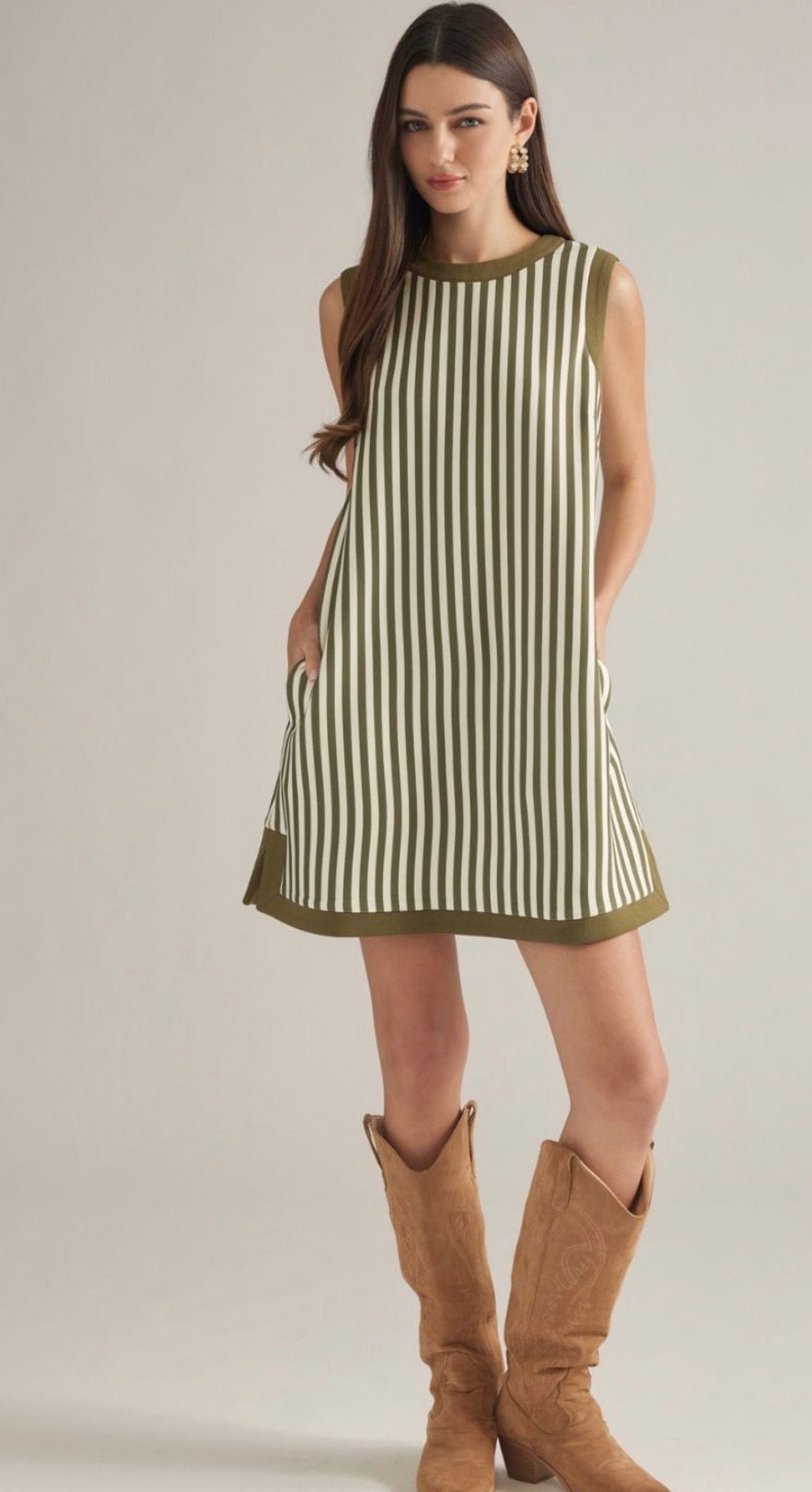 Olive stripe dress