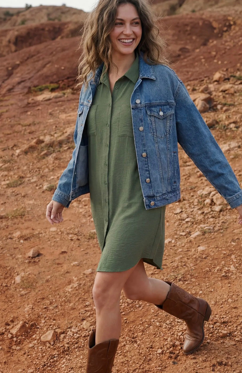 Olive shirt dress