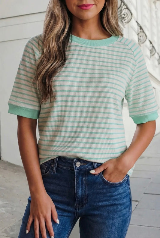 Mint green stripe top