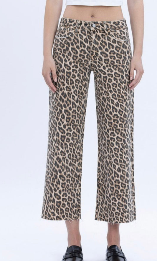 Vervet cheetah wide leg denim