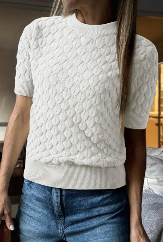 White short sleeve sweater