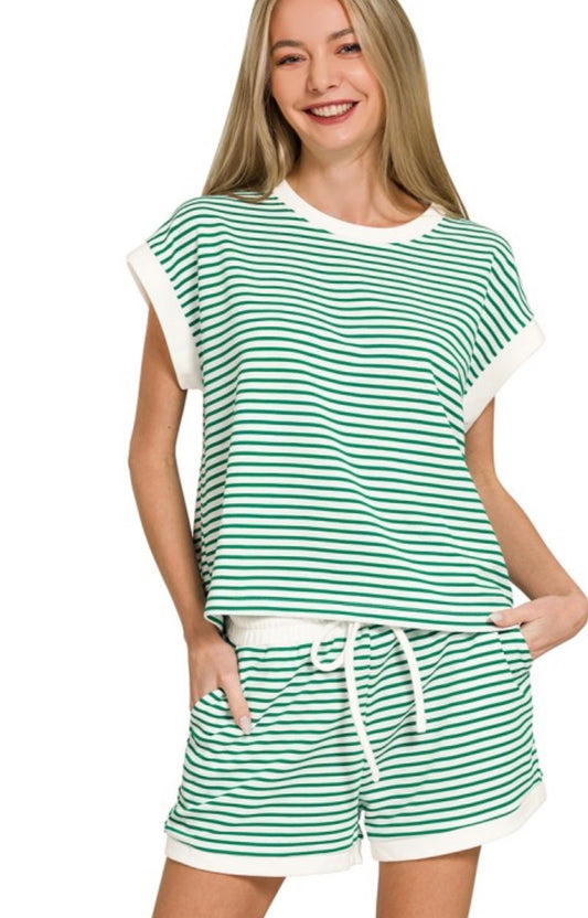 Kelly green stripe set