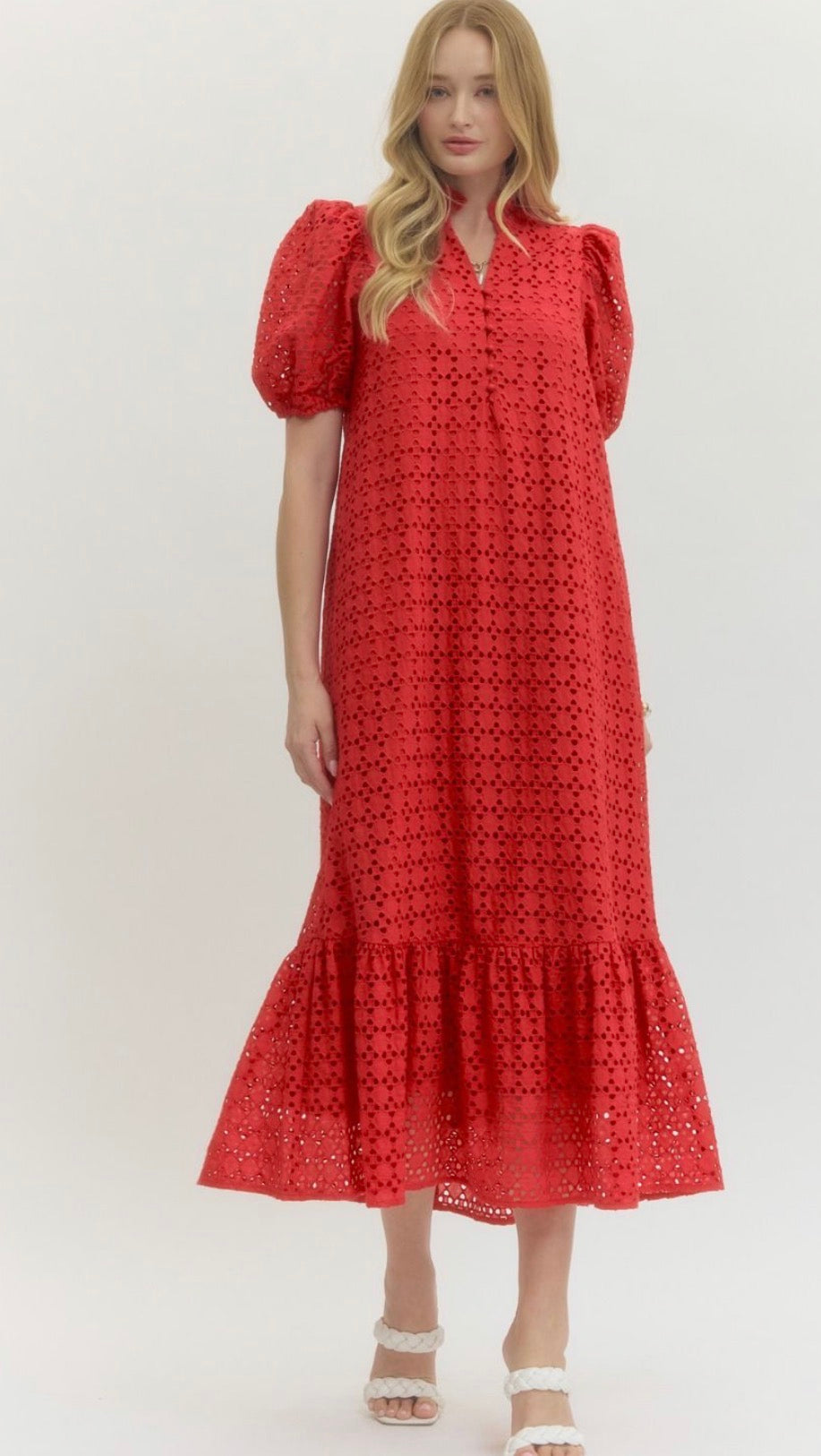 Red eyelet dress