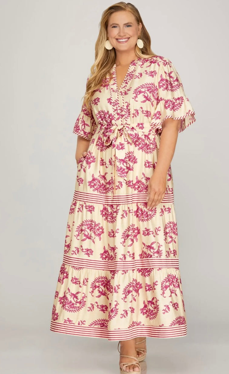 Paisley pink curvy dress