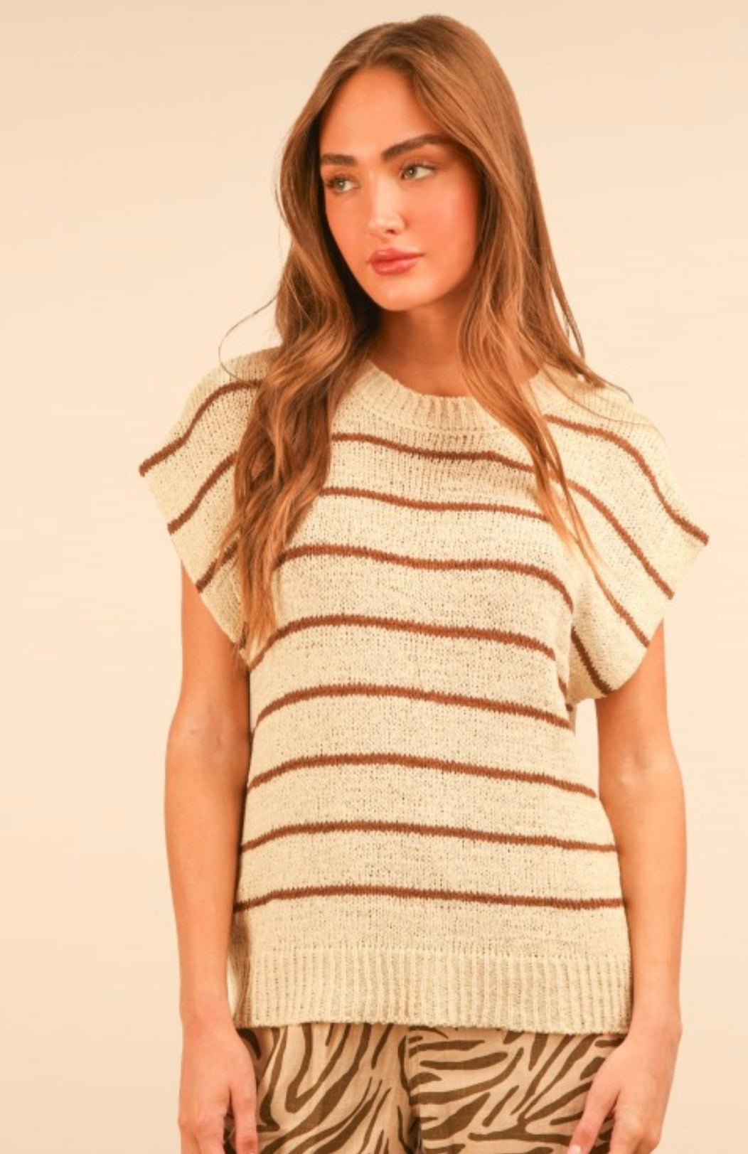Taupe stripe knit